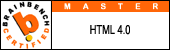 Certificate: Brainbench Master, HTML 4.0